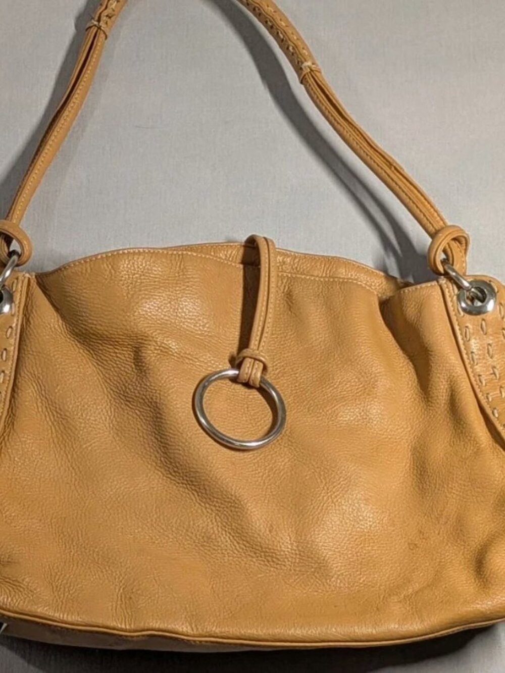 Michael Rome Women's Leather Tote Bag With Metal Accents And Detailed Stitching